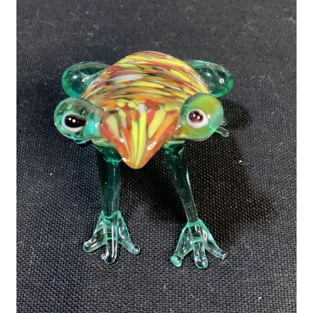 Cute Hand Blown Speckled Glass Frog Wind Sitter Paperweight